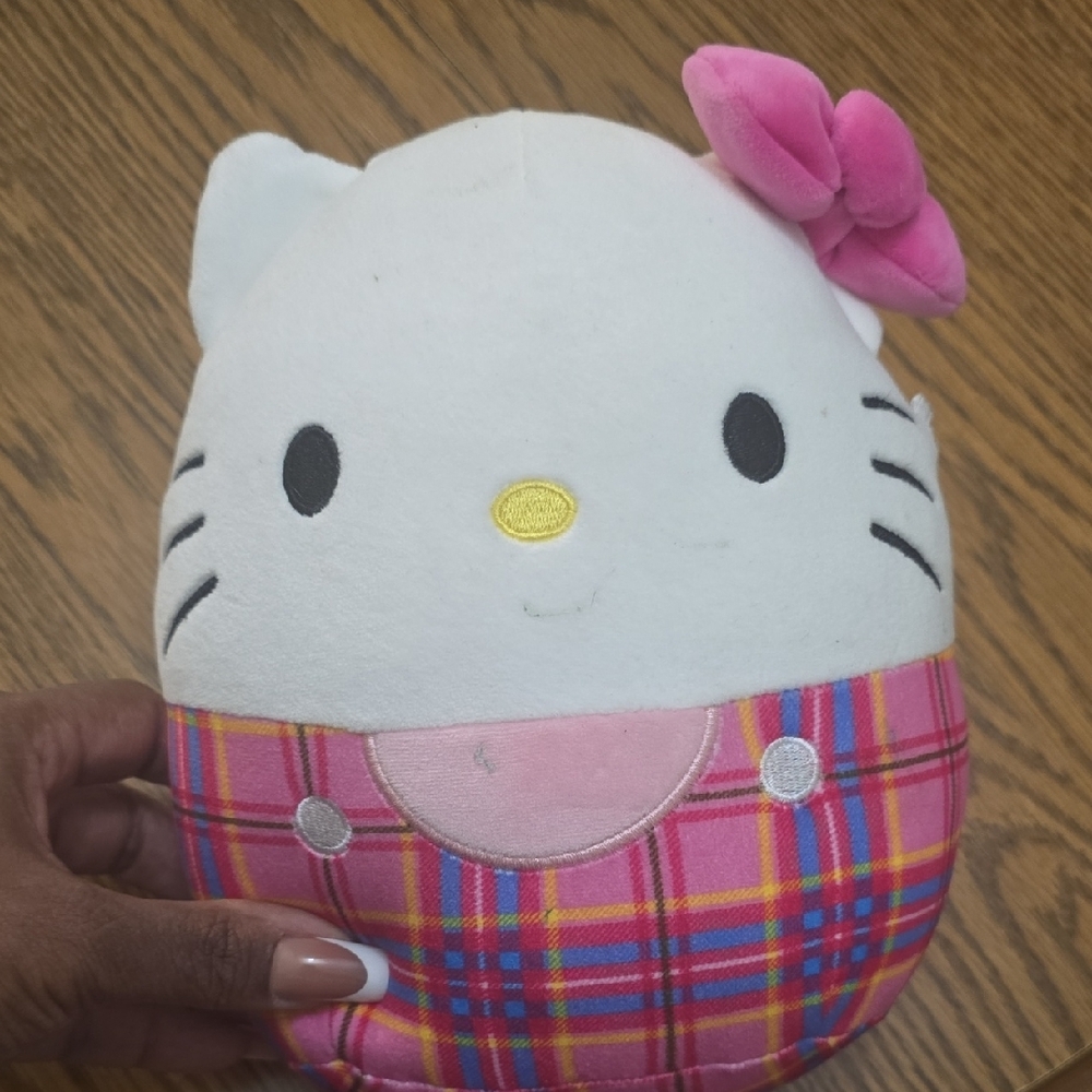 Hello Kitty Plush Toy with Pink Plaid Outfit